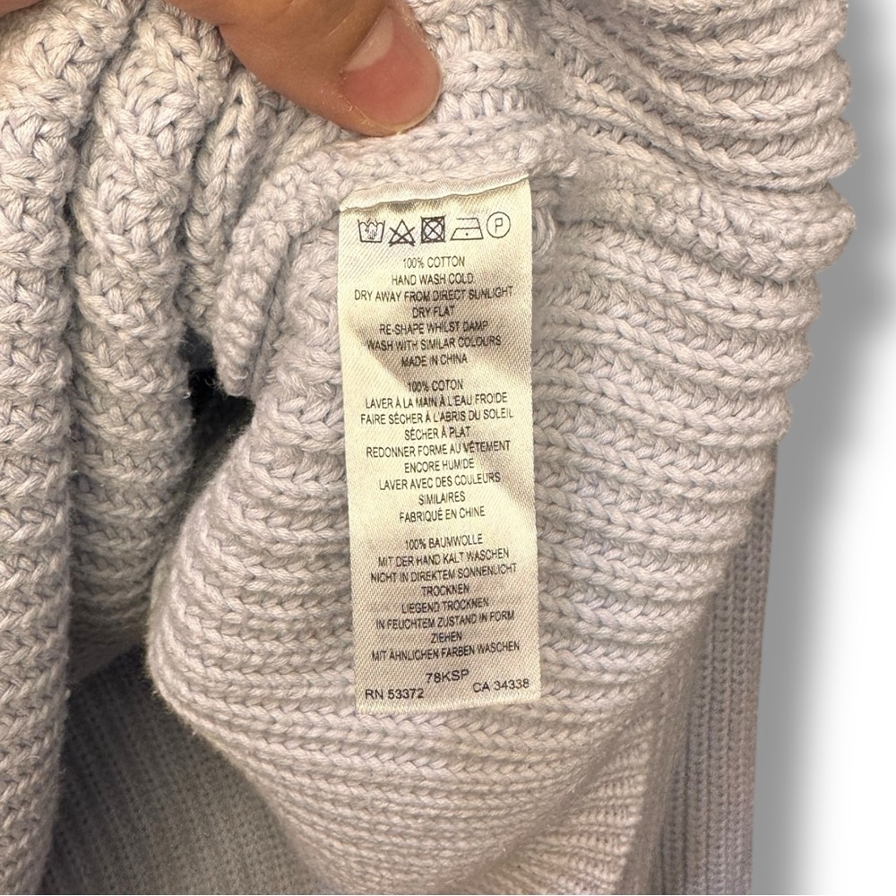 French Connection Cropped Cozy Light Blue Knit Sweater. 100% Cotton. Size Medium - Picture 6 of 9